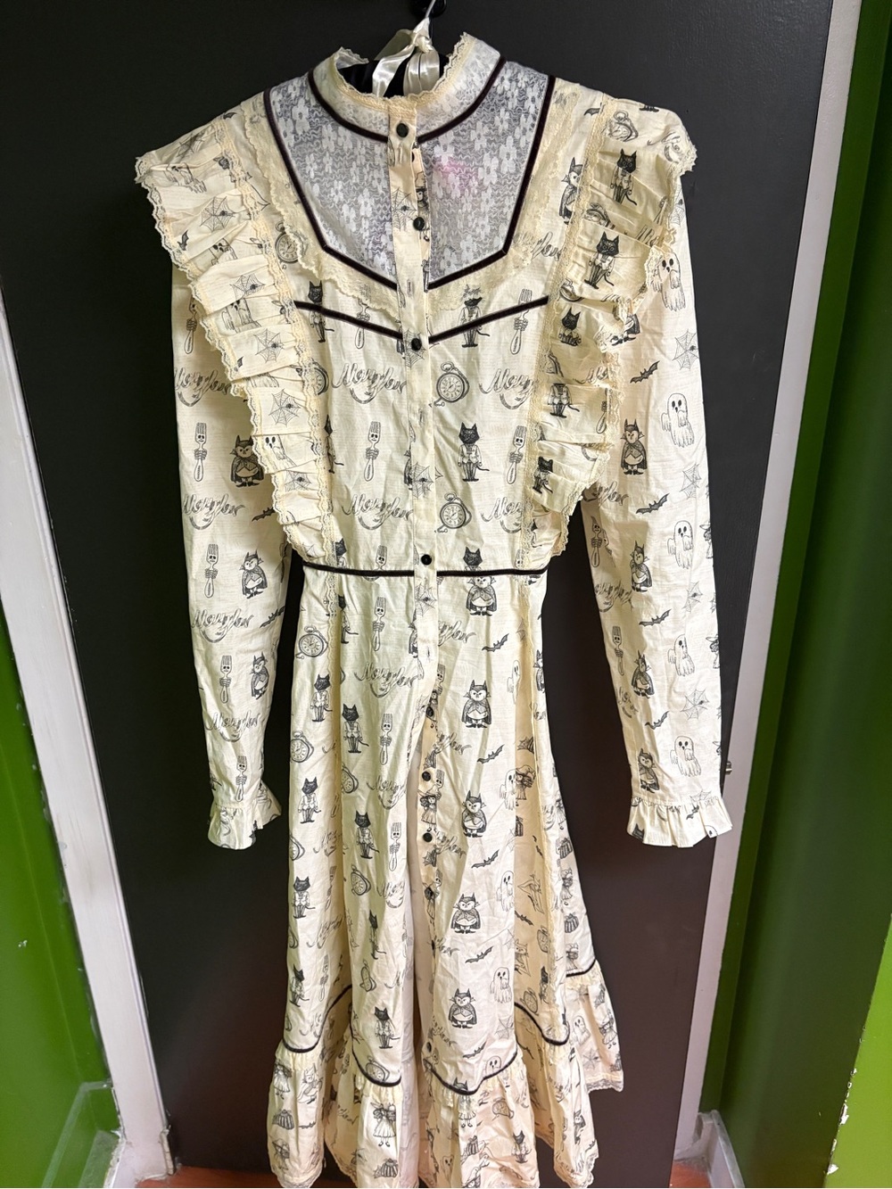 Meugler Dress Original Print Art Dress Sweet Retro Style Sz M Off-White & Black - Picture 2 of 14